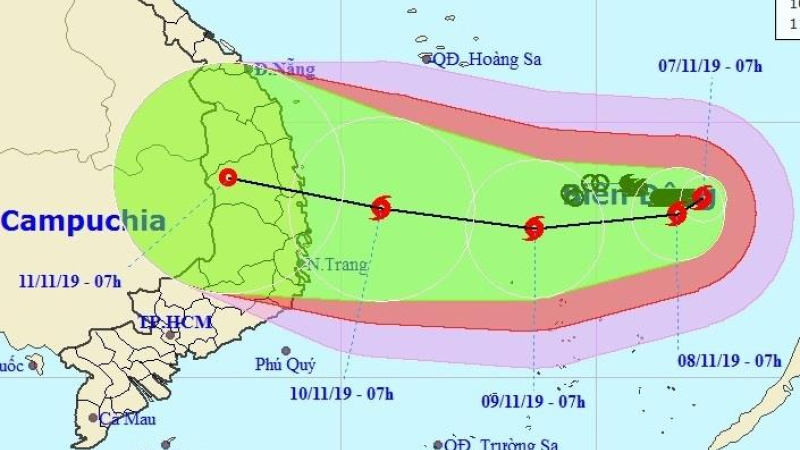 Bão giật cấp 15, hướng vào Quảng Ngãi - Khánh Hòa