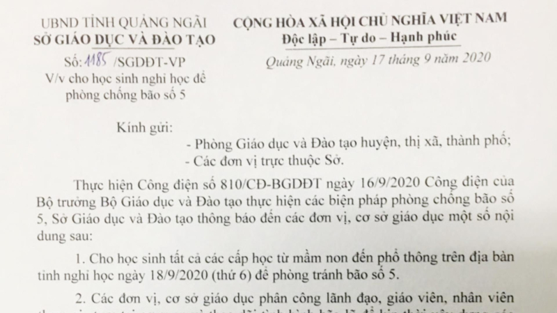 Ngày mai học sinh nghỉ học