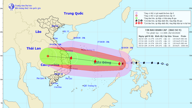 Bão số 9 mạnh cấp 12-13, giật cấp 15