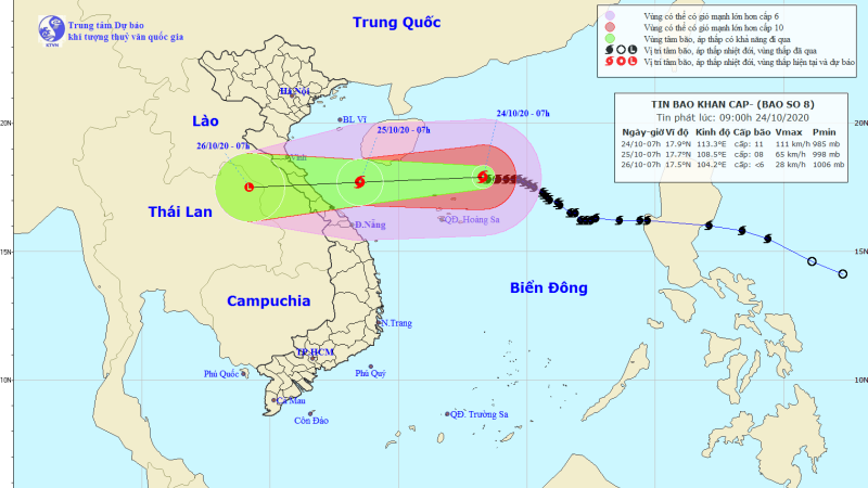 Bão số 8 tăng tốc tiến vào Hà Tĩnh – Quảng Trị