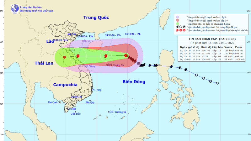 Bão số 8 mạnh cấp 13, giật cấp 15