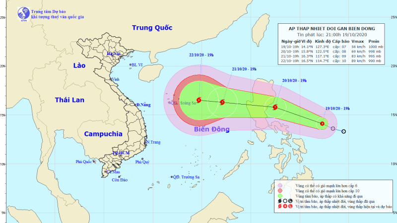 &Aacute;p thấp nhiệt đới c&aacute;ch bờ biển miền Trung Philippin khoảng 330km