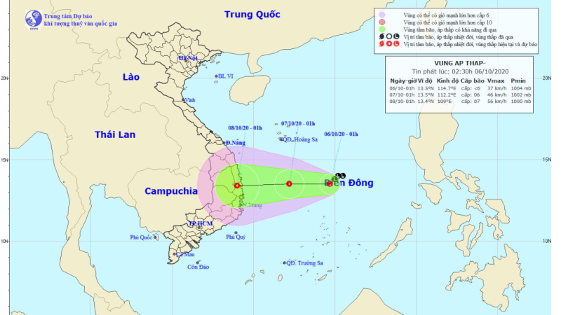 Vùng áp thấp trên biển đông, có khả năng mạnh lên thành áp thấp nhiệt đới
