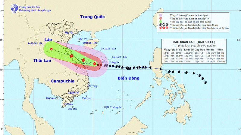 Bão 13 tăng cấp, áp sát Đà Nẵng - Thừa Thiên Huế