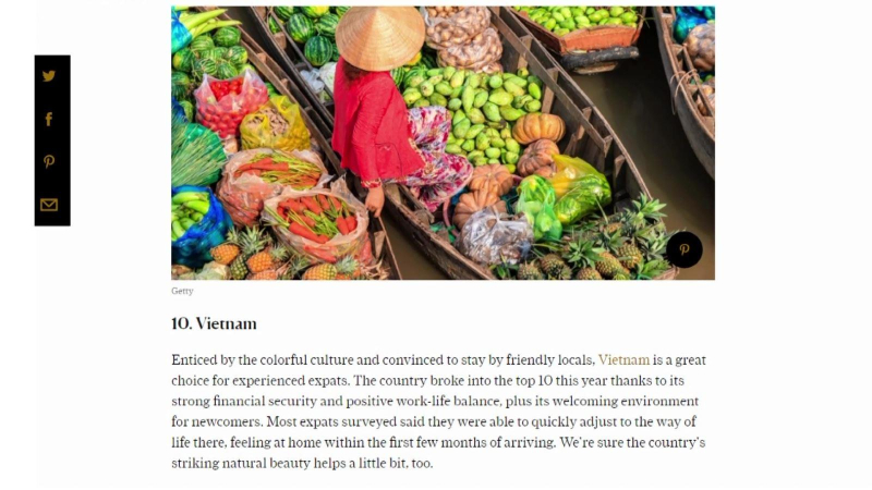 Việt Nam l&agrave; quốc gia đ&aacute;ng sống cho người nước ngo&agrave;i