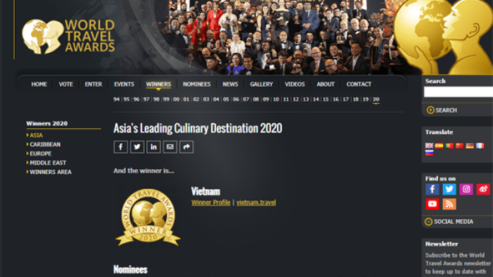 Giải “Oscar của ngành du lịch thế giới” vinh danh Việt Nam