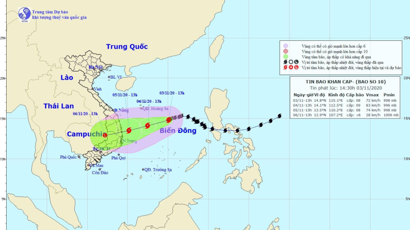 Tin bão khẩn cấp (cơn bão số 10)