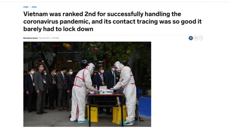 VIỆT NAM xếp thứ 2 về mức độ kiểm soát dịch