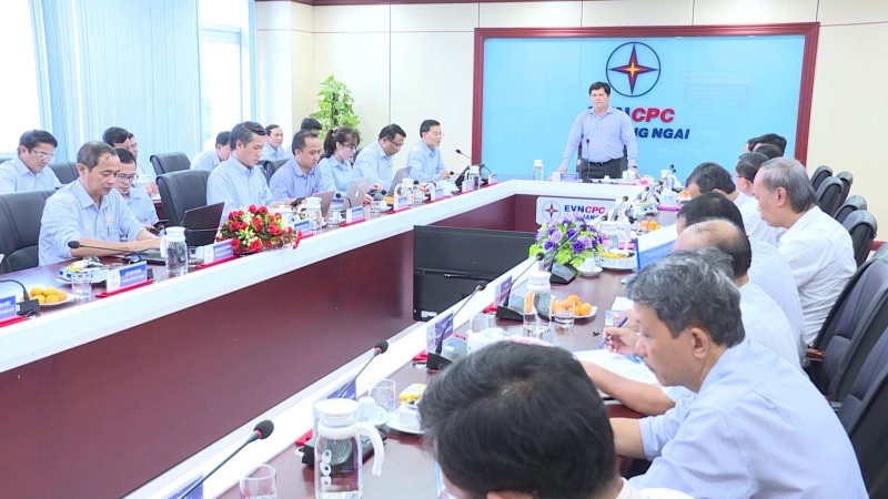 Ph&oacute; chủ tịch UBND tỉnh Trần Phước Hiền l&agrave;m việc với C&ocirc;ng ty điện lực Quảng Ng&atilde;i