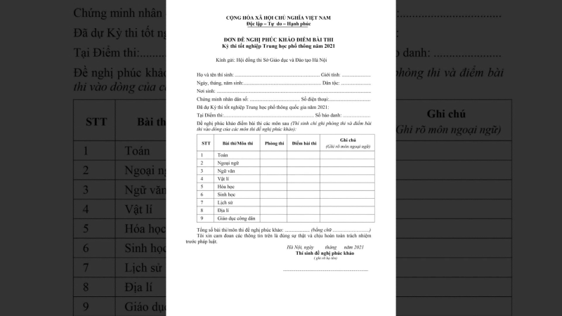 Th&iacute; sinh c&oacute; thể gửi đơn xin ph&uacute;c khảo b&agrave;i thi qua email, Zalo