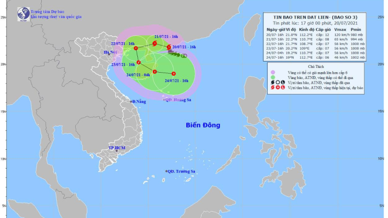 Tin bão trên đất liền (Cơn bão số 3)