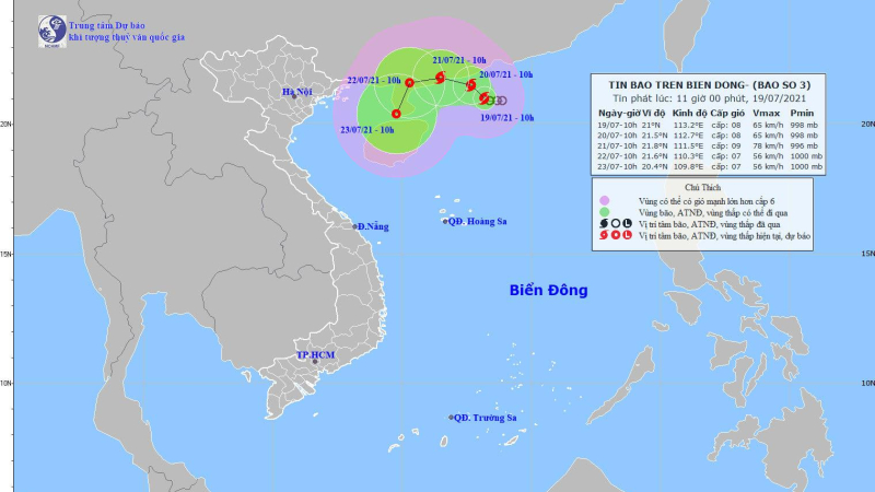 Tin bão trên biển đông (Cơn bão số 3)