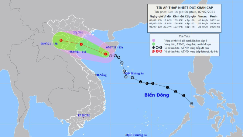 Tin áp thấp nhiệt đới khẩn cấp