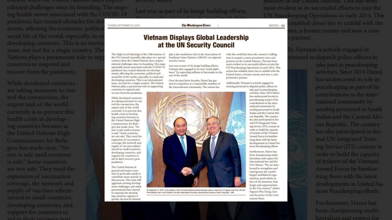 B&aacute;o ch&iacute; Mỹ đ&aacute;nh gi&aacute; cao vai tr&ograve; của Việt Nam