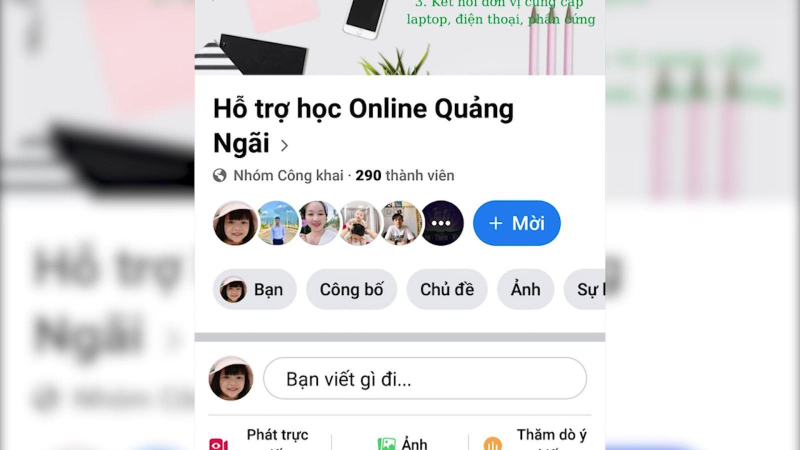 Nhóm hỗ trợ học online Quảng Ngãi