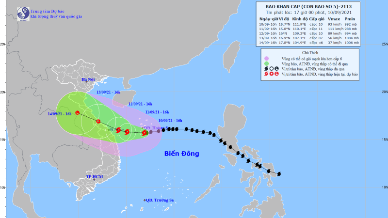 B&atilde;o số 5 c&aacute;ch bờ biển Quảng Trị - Quảng Nam khoảng 380Km