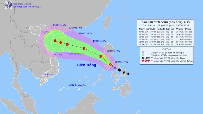 Bão Côn Sơn di chuyển nhanh, cường độ rất mạnh