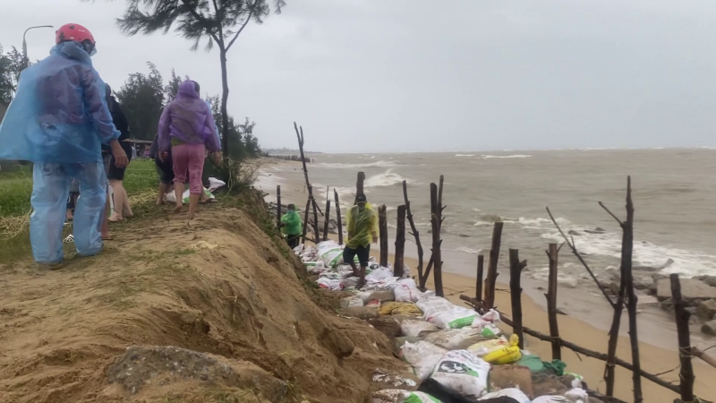 Dầm mưa ngăn triều cường sạt lở