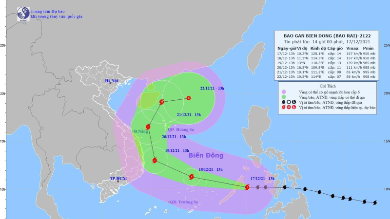 Tin bão gần biển đông (Bão RAI)