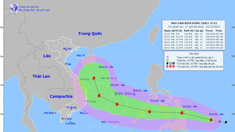 Tin bão gần biển đông (Bão RAI)