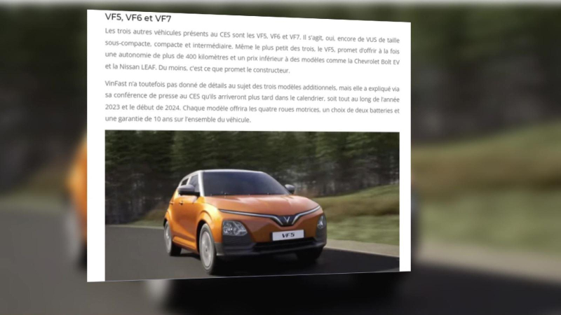 Báo chí quốc tế quan tâm đến VinFast tại CES 2022