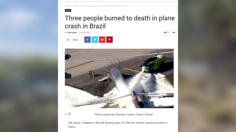 Máy bay rơi và bốc cháy ở Brazil