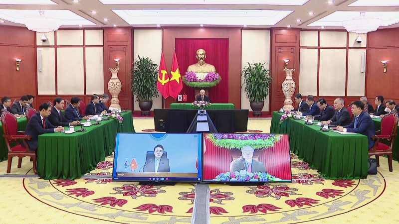 Tổng Bí thư hội đàm trực tuyến với Tổng thống Hàn Quốc