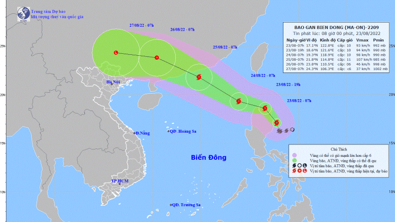 Bão Ma-on giật cấp 12 tiến vào biển Đông