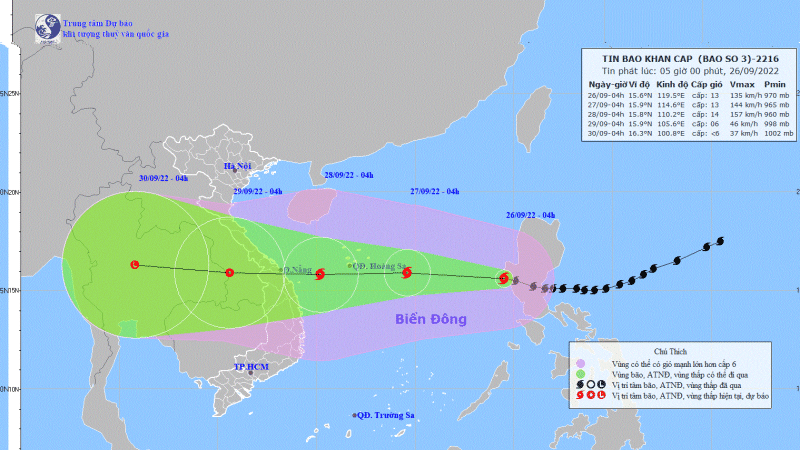 Tin bão khẩn cấp (Cơn bão số 04) - Đà Nẵng, Quảng Nam, Quảng Ngãi, Bình Định: Cấp độ rủi ro thiên tai