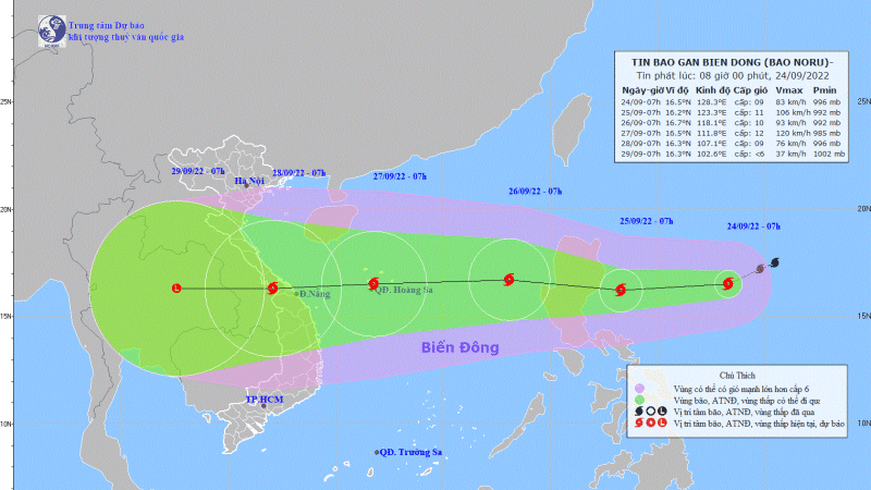 Tin bão gần Biền Đông ( Bão Noru )