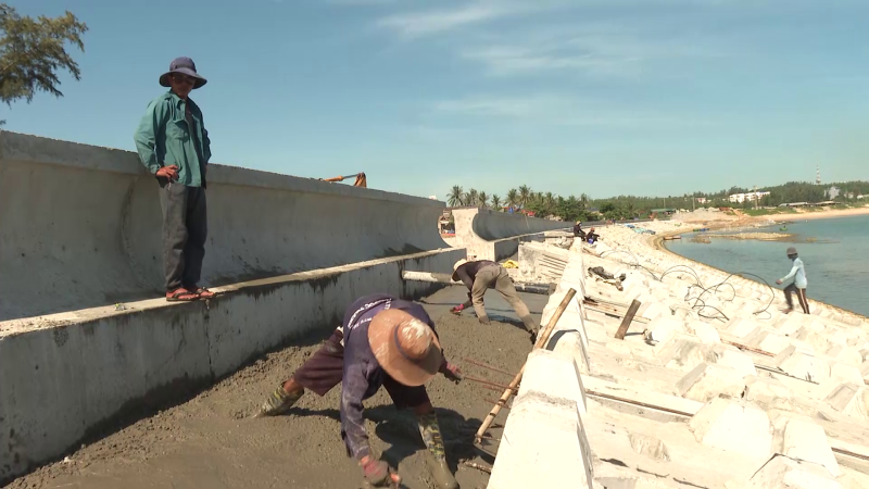 Đẩy nhanh tiến độ thi công kè Bình Hải