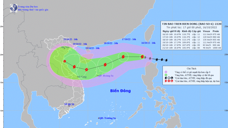 Tin bão trên Biển Đông (Cơn bão số 6)