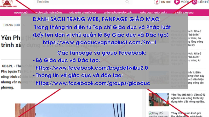 Bộ Giáo dục và Đào tạo cảnh báo một số web, fanpage giả mạo