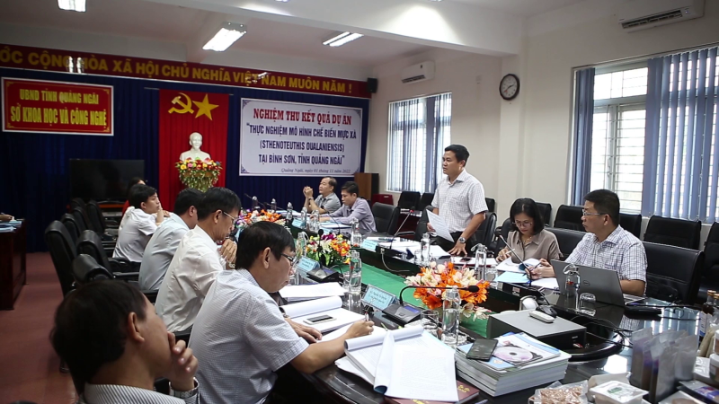 Nghiệm thu dự án “Thực nghiệm mô hình chế biến mực xà tại huyện Bình Sơn”