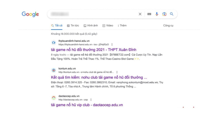 Nhiều website trường học bị chèn link cờ bạc