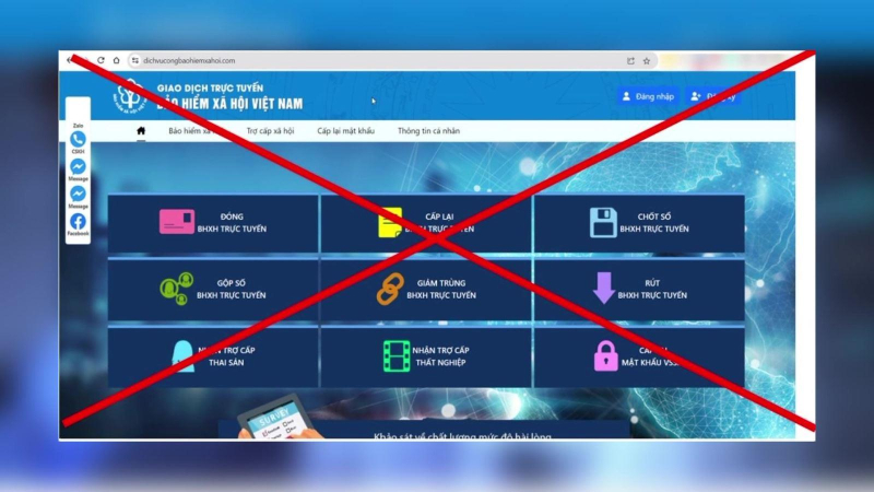Xuất hiện trang web giả mạo BHXH Việt Nam