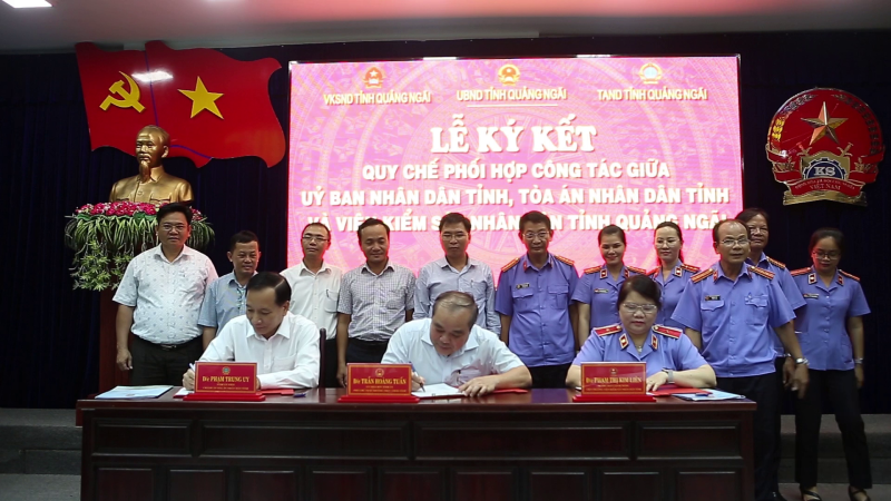 K&yacute; kết quy chế phối giữa UBND tỉnh, To&agrave; &aacute;n Nh&acirc;n d&acirc;n v&agrave; Viện Kiểm s&aacute;t Nh&acirc;n d&acirc;n