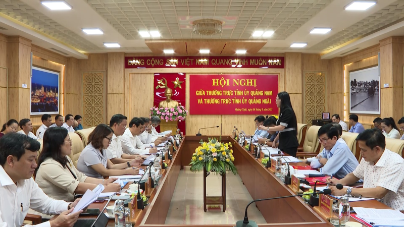 Thường trực Tỉnh ủy Quảng Ng&atilde;i v&agrave; Thường trực Tỉnh ủy Quảng Nam tổ chức l&agrave;m việc