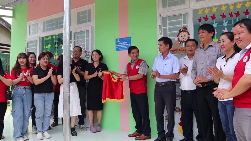 Kh&aacute;nh th&agrave;nh v&agrave; b&agrave;n giao điểm trường mầm non th&ocirc;n 4, x&atilde; Tr&agrave; Thủy