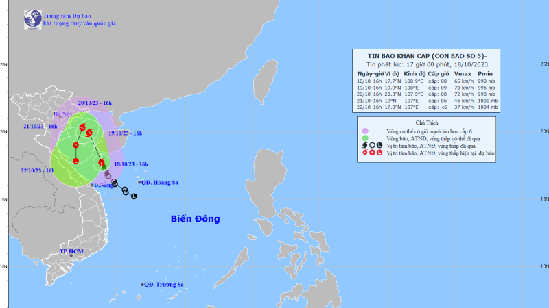 TIN BÃO KHẨN CẤP (Cơn bão số 5)
