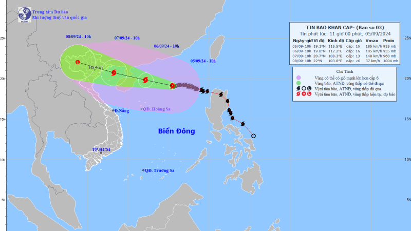 Tin bão khẩn cấp (Cơn bão số 03)