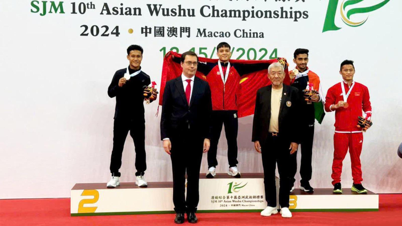 Võ sĩ Đinh Văn Tâm giành Huy chương Vàng tại Giải Vô địch Wushu Châu Á 2024