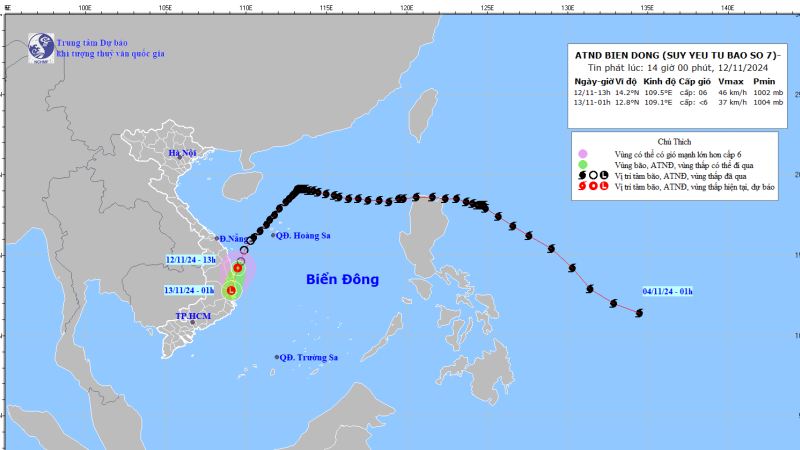 Tin áp thấp nhiệt đới trên biển Đông – suy yếu từ bão số 07