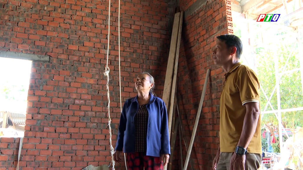 Ngôi nhà mới của bà Nguyễn Thị Điểu đã hoàn thành phần xây dựng thô.
