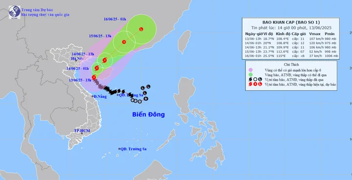 Bão số 1 Wutip khả năng đạt cấp 12. (Nguồn: NCHMF)