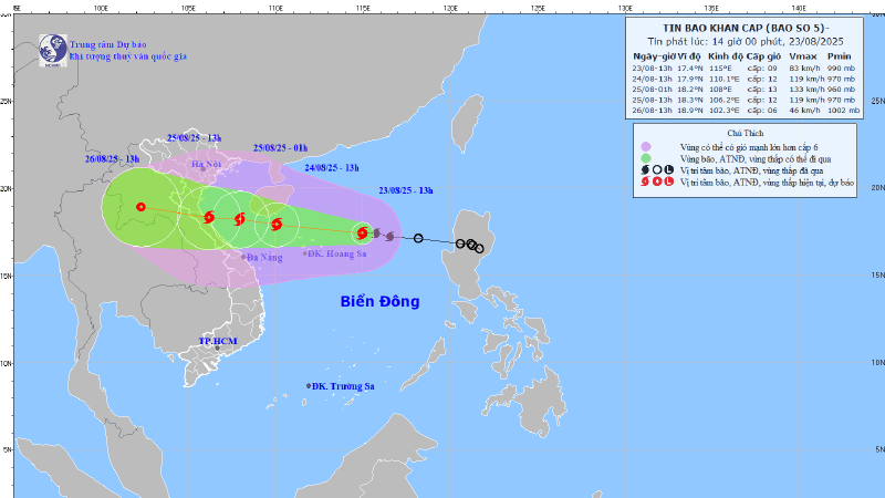 Tin bão khẩn cấp (Cơn bão số 5)