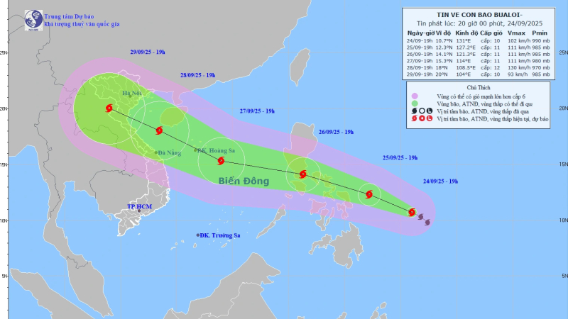 Ứng phó bão Bualoi sắp đi vào Biển Đông
