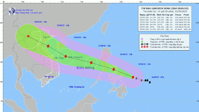 Bão số 10 Bualoi có có thể vào Đà Nẵng - Huế