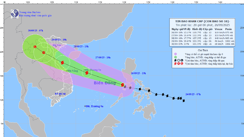 Bão số 10 Bualoi rất mạnh đi cực nhanh, dự báo các tỉnh mưa to, gió lớn nhất