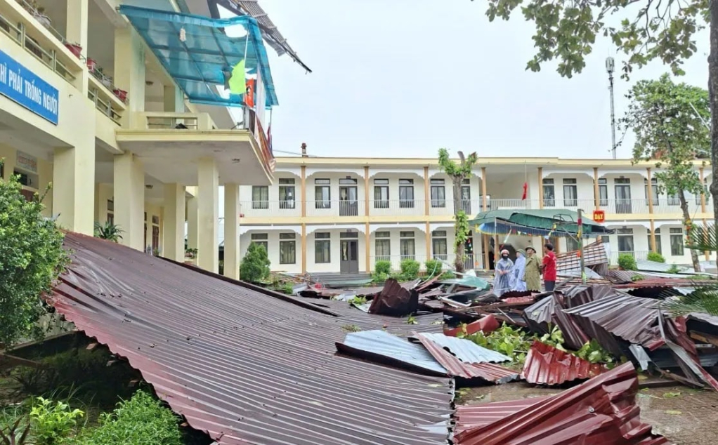 Nhiều trường học ở Hà Tĩnh bị thiệt hại do bão. Ảnh: MOET